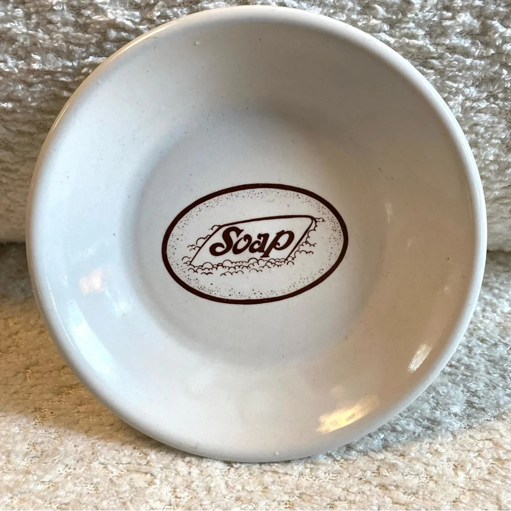 Vintage Round Porcelain Soap Dish 1980’s Bathroom Kitchen Accessory